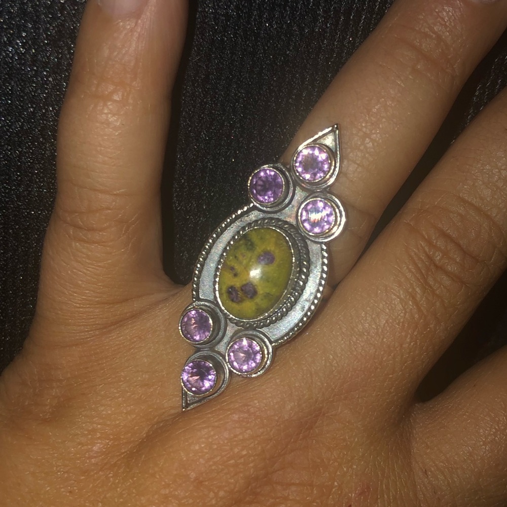 Atlantisite & Amethyst Ring